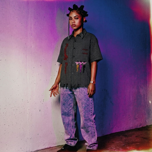 DIZZY LIZZYS Unisex Distressed Plaid Boxy Shirt