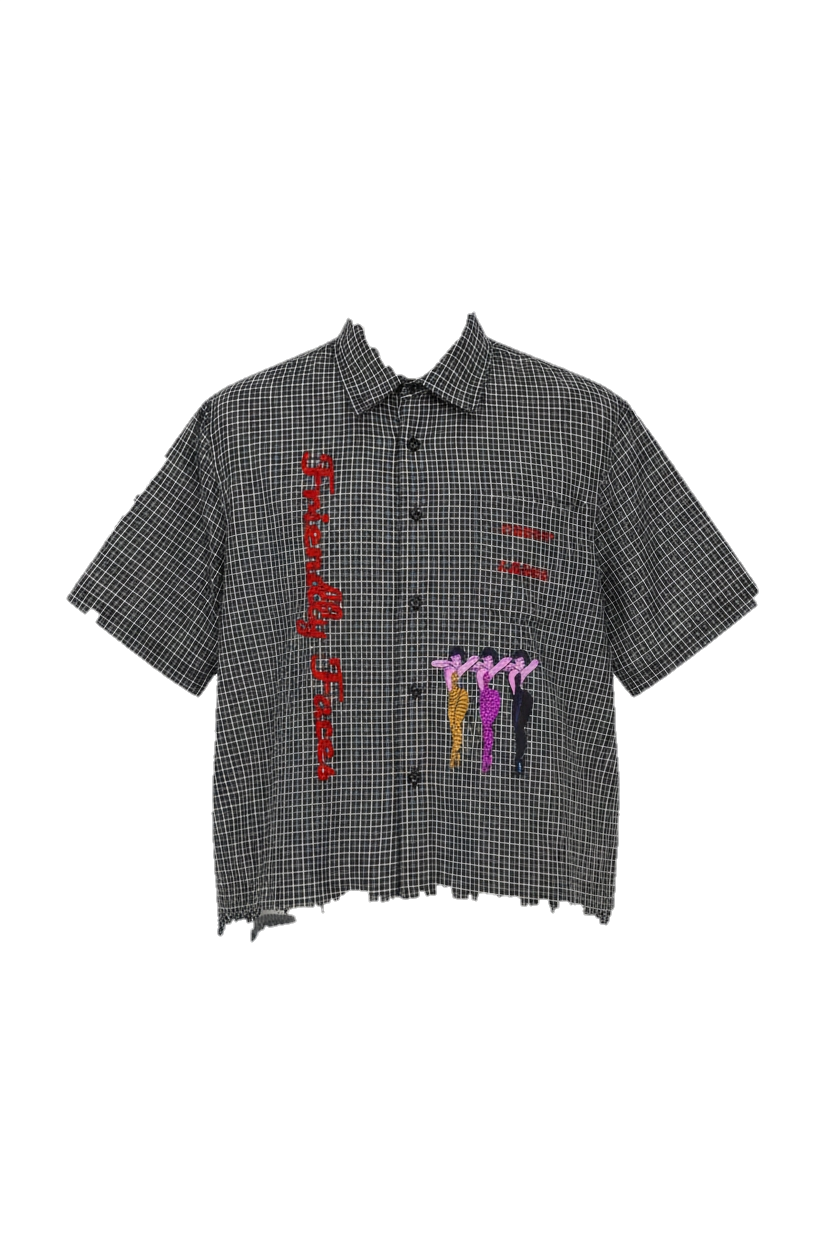 DIZZY LIZZYS Unisex Distressed Plaid Boxy Shirt