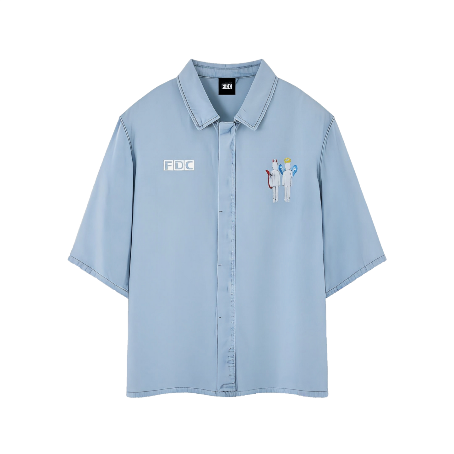 DEMONS & ANGELS Unisex Vintage Wash Drop Shoulder Lyocell Shirt